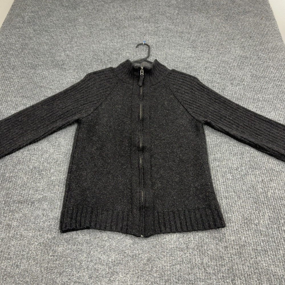 Celio Sweater Mens M Charcoal Lambswool Full Zip Mock Neck Ribbed‎ Casual Winter